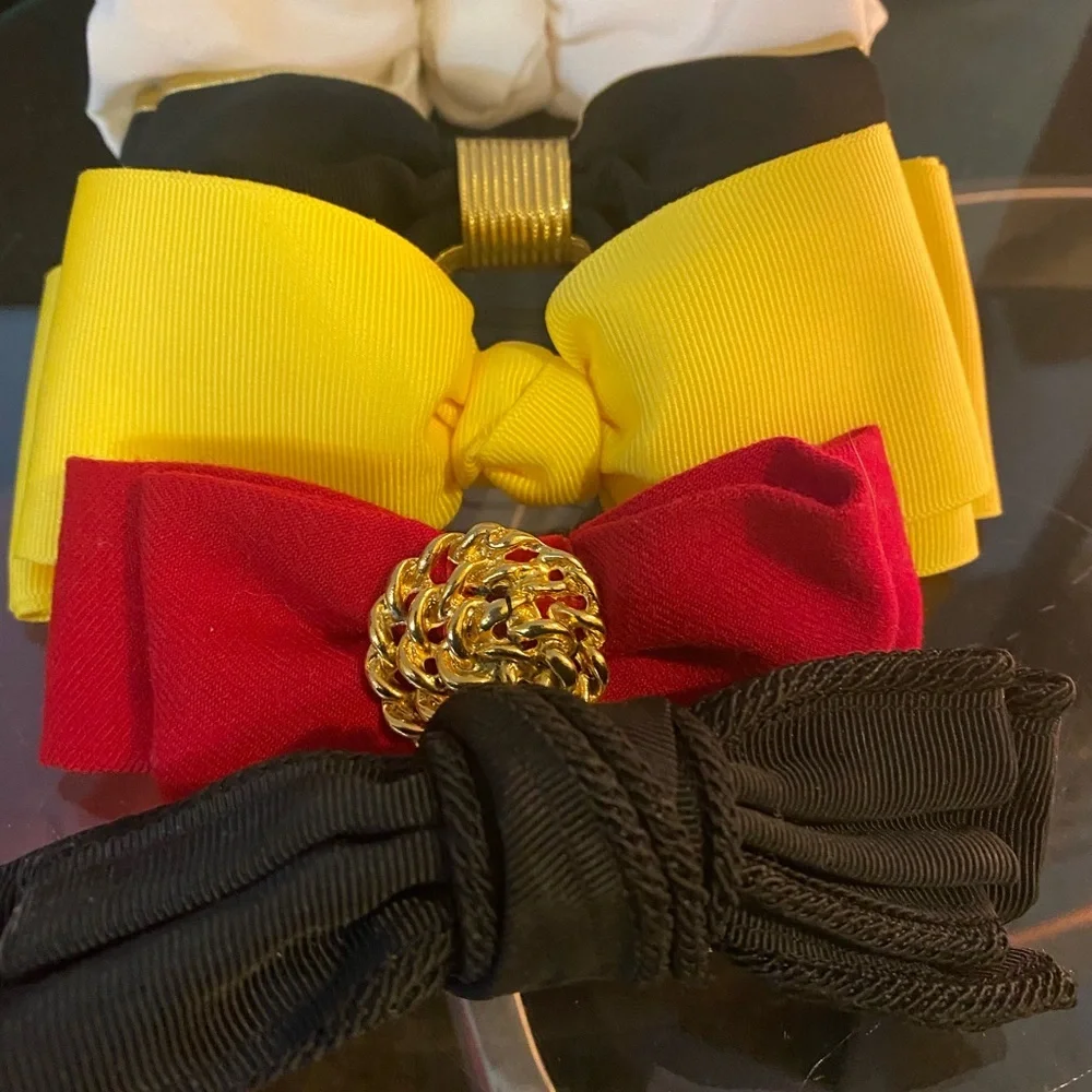 Talbots Hair Accessory Bundle 5pc Bows Clips Barrettes Red Black Gold White